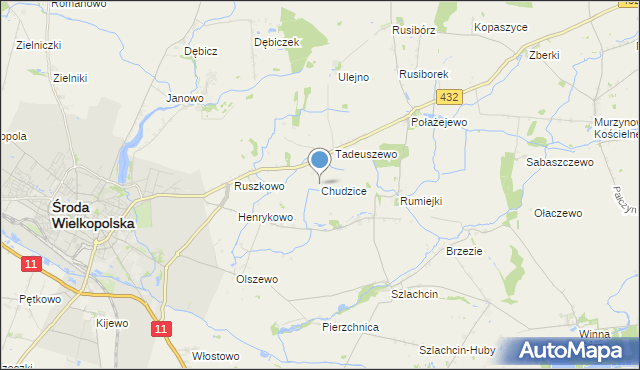 mapa Chudzice, Chudzice na mapie Targeo